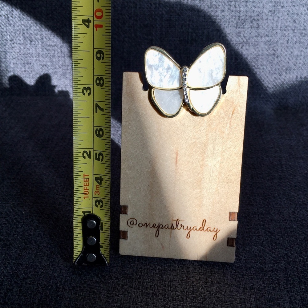 Butterfly Mother of Pearl + Rhinestone Fashion Brooch, Pin, Sparkly, Festive - Picture 8 of 16